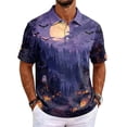 thumbnail image 3 of KLHDSF Men's Halloween Casual Polo Shirt Short Sleeve Loose Fit Henley Neck Versatile Everyday Top Black L, 3 of 7