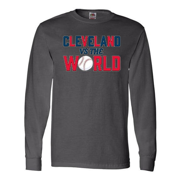 Inktastic Cleveland Vs. the World blue and red with baseball Long Sleeve T-Shirt
