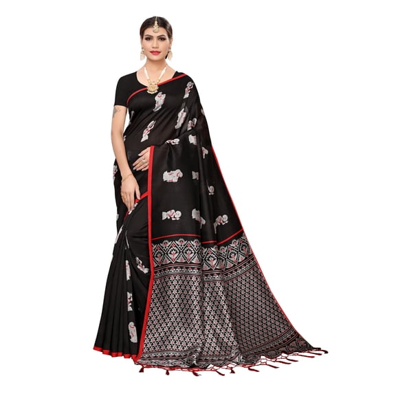 Multi color Mysore Silk saree/sari with running blouse For Women/Girls
