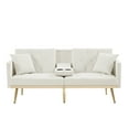 thumbnail image 3 of Convertible Futon Sofa Bed,69-inch Modern Tufted Velvet Sleeper Sofa Couch Oversized Loveseat Sofa with 3 Adjustable Positions,6 Metal Legs and Cup Holder for Living Room Bedroom Office,White, 3 of 6