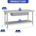 thumbnail image 5 of ModFusion 60"x24" Stainless Steel Prep Table with Dual Drawers, Adjustable Shelf, Heavy-Duty Metal Paper Towel Holder, 5x2 ft Utility Workbench, 5 of 10
