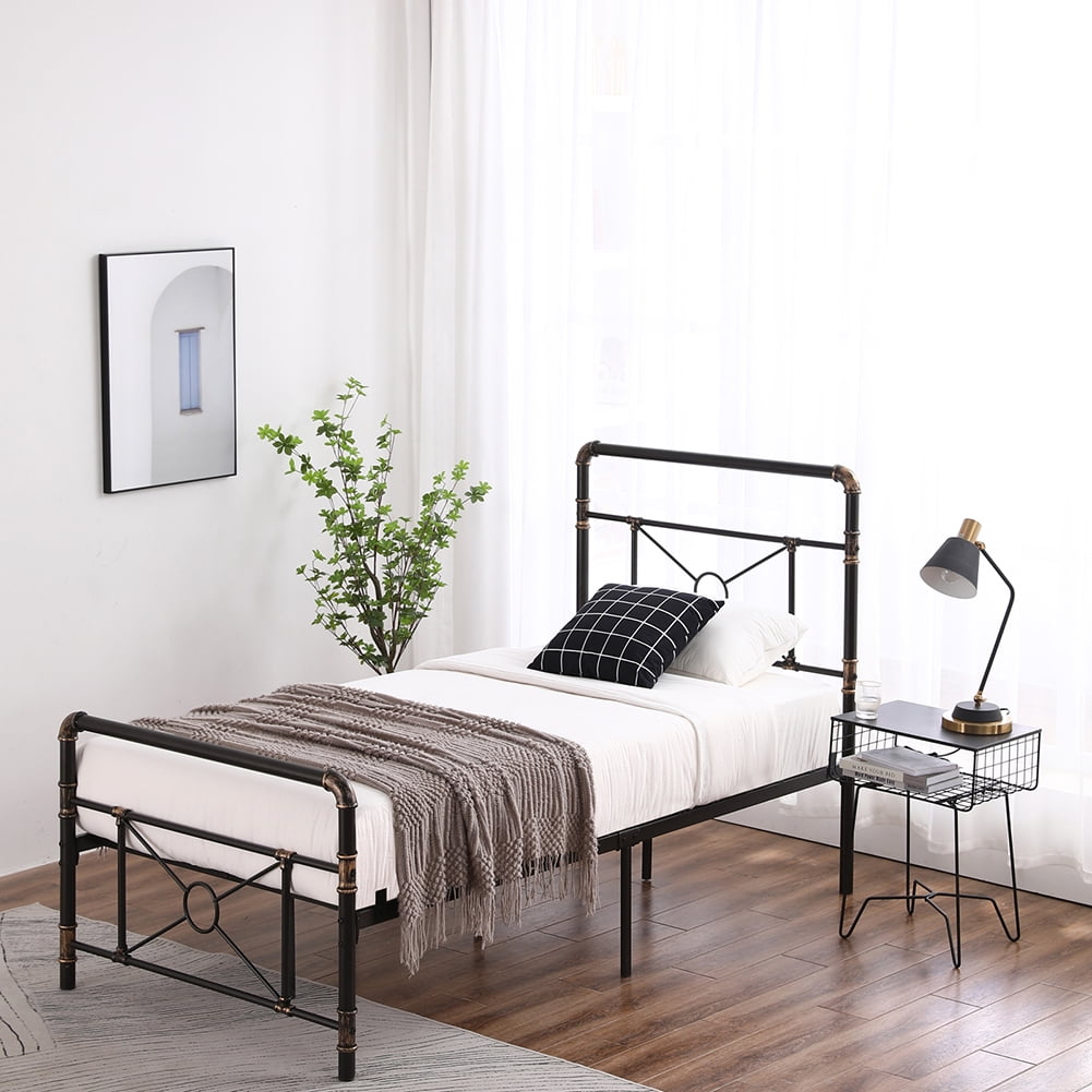 Lowestbest Single-Layer Curved Frame Bed Head and Foot Center Raised Vertical Pipe with Ball Decoration, Full Iron Bed (Black) Lowestbest Single-Layer Curved Frame Bed Head and Foot Center Raised Vertical Pipe with Ball Decoration, Full Iron Bed (Black)