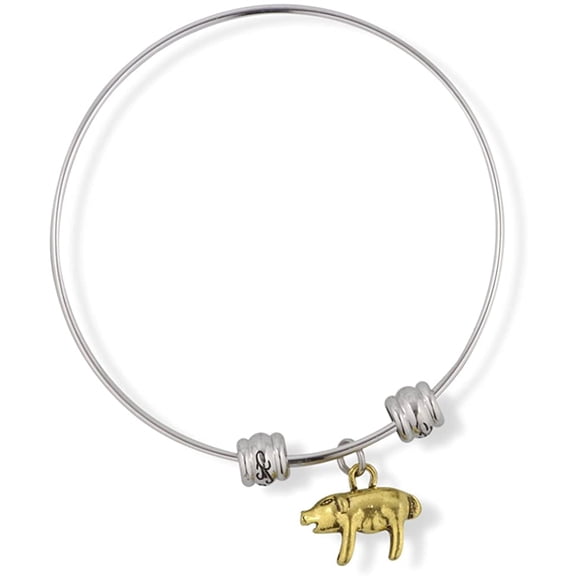 EPJ Pig Gold Fancy Charm Bangle