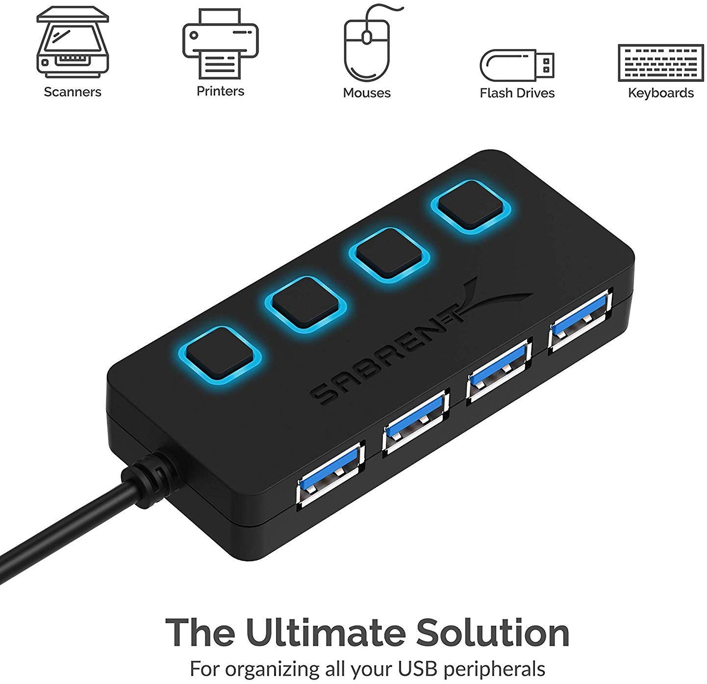 Sabrent 4-Port USB 3.0 Hub with Power Switches photo 5