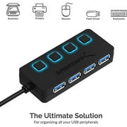 Sabrent 4-Port USB 3.0 Hub with Individual LED Lit Power Switches, Included 5V/2.5A Power Adapter (HB-UMP3)