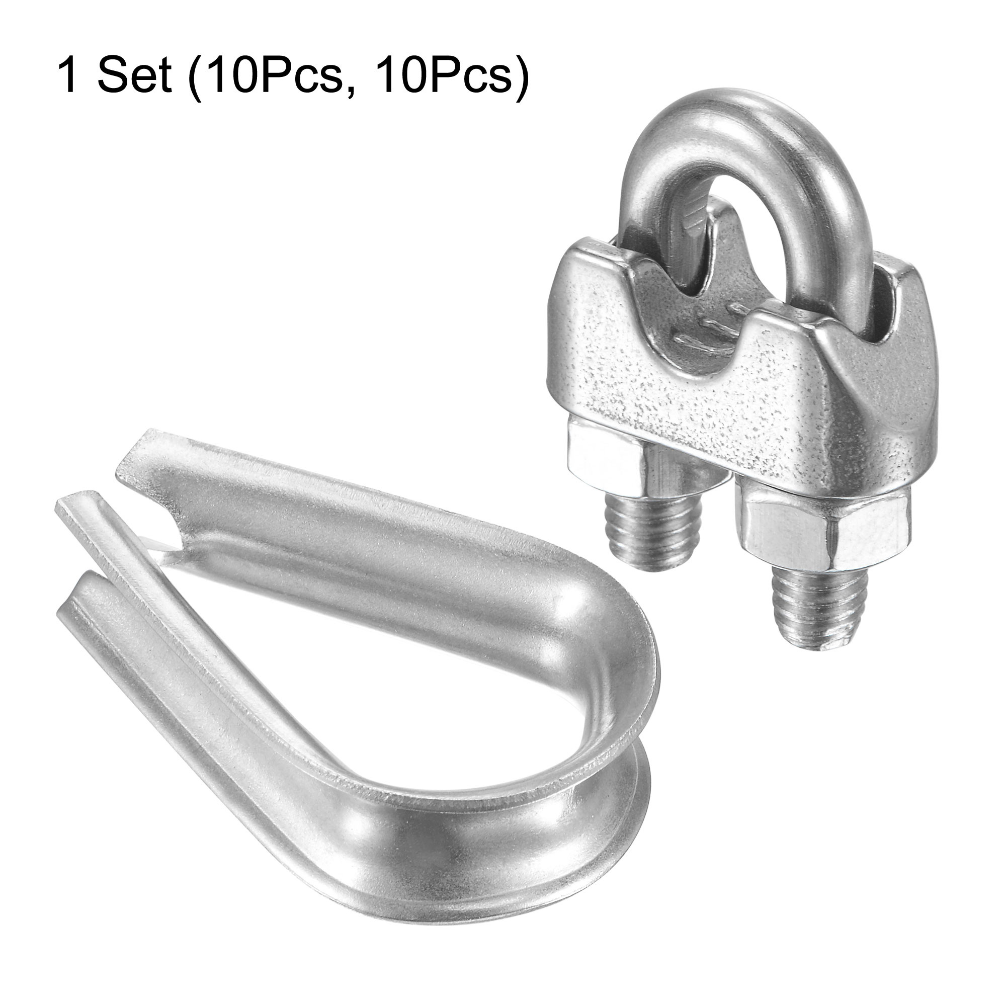 Uxcell M6 Stainless Steel Wire Rope Clip Kit, Included Rope Clamp 10 Pack Thimble Rigging 10 Pack - image 5 of 7