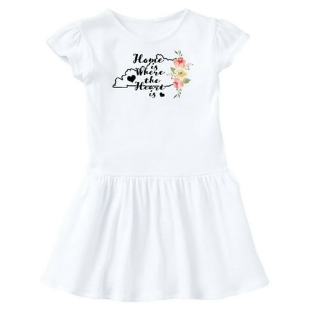 

Inktastic Kentucky Home is Where the Heart is with Watercolor Floral Gift Toddler Girl Dress