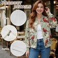thumbnail image 6 of Xoenoiee Women's Bomber Jacket Casual Lightweight Coat Cropped Zip Up Jacket Fall Varsity Jackets Winter Outwear with Pockets, Magnolia Cardinal Bird, XX-Large, 6 of 7