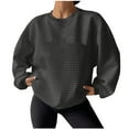 thumbnail image 3 of LWITHSZG Sweatshirt for Women Casual Loose Waffle Knit Tops Fall Winter Fashion Crew Neck Blouses Soft Comfy Warm Long Sleeve Shirts, 3 of 8