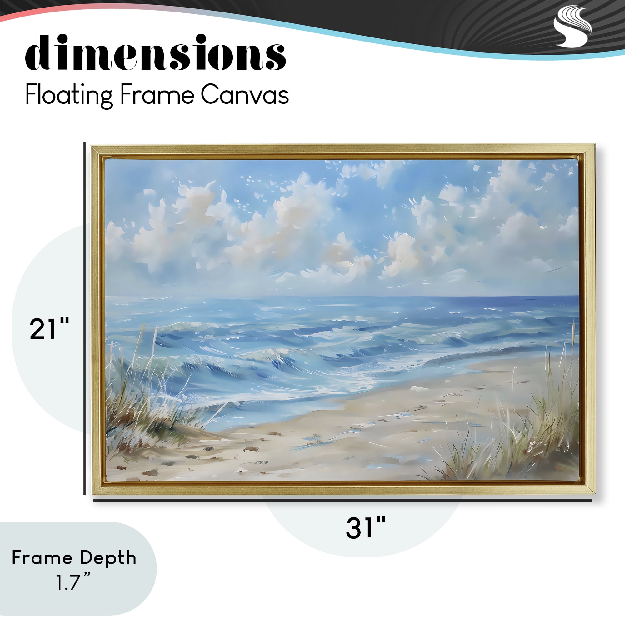 Stupell Industries Coastal Tranquility Horizon Gold Framed Floater Canvas Wall Art, design by Creative Studio