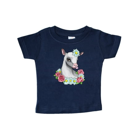 

Inktastic Cute Goat with Roses and Daisies Gift Baby Boy or Baby Girl T-Shirt