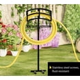 thumbnail image 6 of Heavy-Duty Garden Hose Holder with Storage Basket - Rust-Proof Stainless Steel, 80lb Capacity Holds 150ft Hose for Patio, Yard, Garage - Fire Beauty, 6 of 10