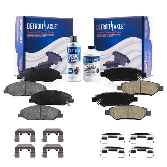 Detroit Axle - Brake Pads for 2008-2014 Cadillac CTS, Ceramic Brake Pads w/ Hardware 2009 2010 2011 2012 2013 Front and Rear Replacement