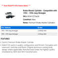 thumbnail image 2 of Brake Master Cylinder - Compatible with 1993 - 1994 Jeep Wrangler - Centric, 2 of 2