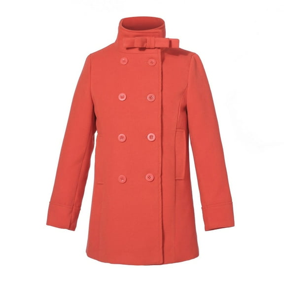 Richie House Little Girls Orange Double-Breasted Stand Collar Jacket 3