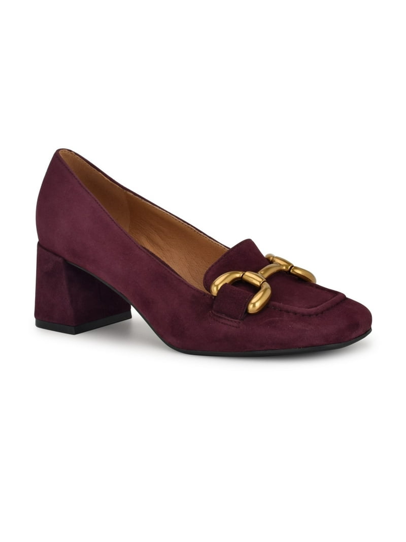 Nine West Women's Veepe Slip on Block Heel Dress Pumps, Dark Red Suede, 9.5  - Walmart.com