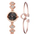 thumbnail image 2 of Reloj de cuarzo de moda para mujer, reloj de pulsera informal con diamantes de imitación, pulsera elegante, oro rosa y negro, 2 of 4