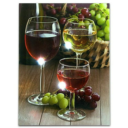 Wine Decor LED Lighted Canvas Print - Wine Glasses with Wine Bottle and (Best Grapes For Wine)