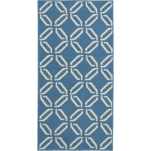 Nourison Jubilant Modern Trellis Blue 2' x 4' Area Rug, (2' x 4')