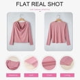 thumbnail image 6 of Endives Women's Long Sleeve Shirt Draped Cowl Neck Tops Flared Collar Ribbed Elengant Solid Color Blouse Dressy Casual Shirts Business Outfits Spring Trendy Pink, 6 of 6