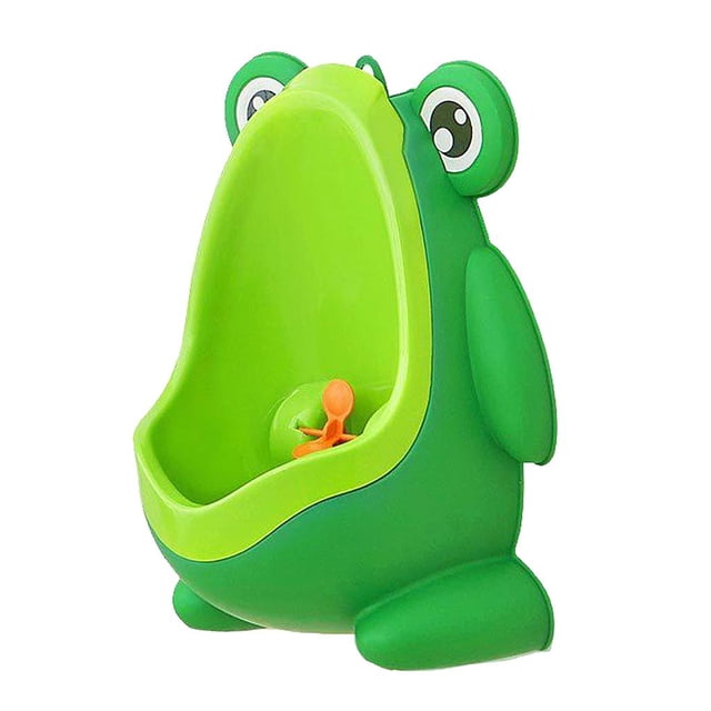 Orinal de pared portátil con diseño de rana para niños pequeños Verde