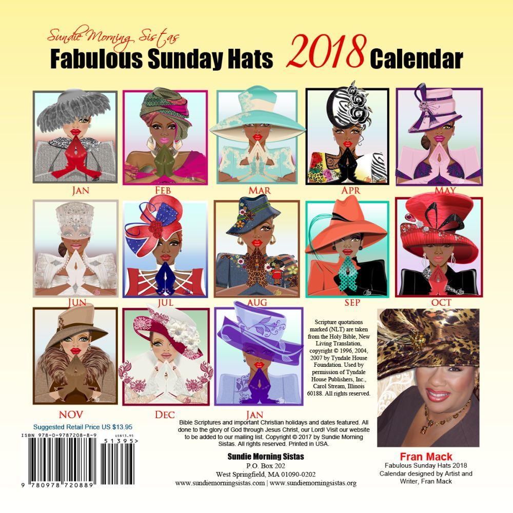 Fabulous Sunday Hats Wall Calendar 2018 Christian By Sundie