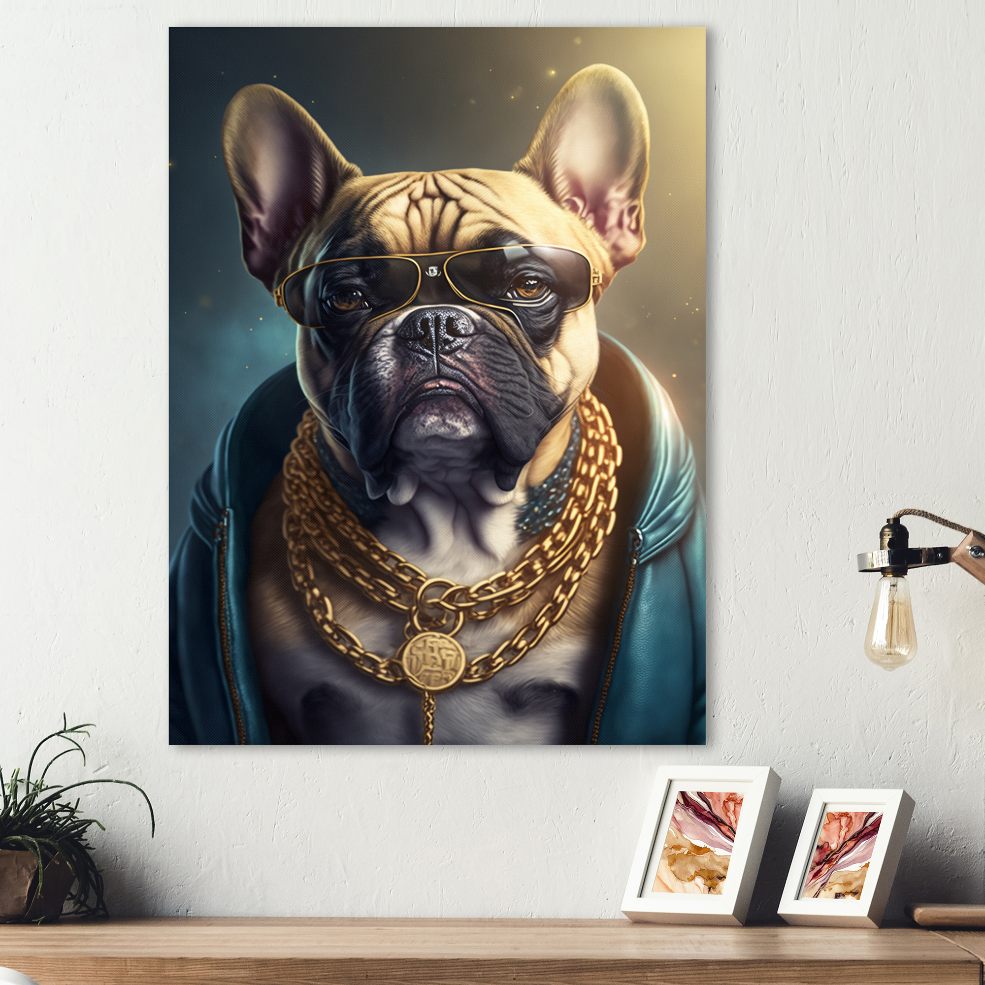 Designart Frenchie Gangster In NYC IV Canvas Wall Art