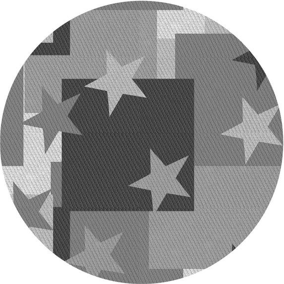 Ahgly Company Indoor Round Patterned Gray Dolphin Gray Area Rugs, 7' Round