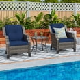 thumbnail image 7 of Meetleisure Outdoor Patio Wicker Chairs Sets, Outdoor Rattan Chairs with Tempered Glass Side Table and Thickened Cushions for Backyard Porch Deck, Metal Rocking Frame, Blue, 7 of 7