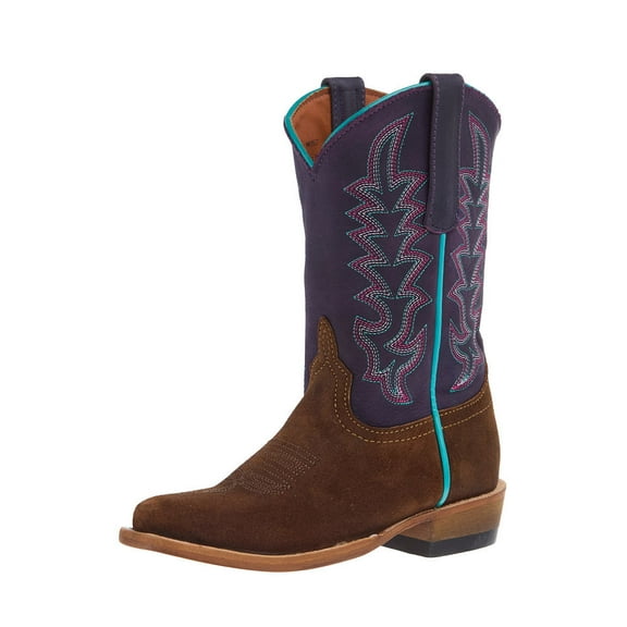 Macie Bean Boys Macie Bean Snuff Waxy Commander and Purple Nashville Cutter Toe Boot 3 M Brown