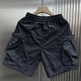 thumbnail image 4 of JTieacloth Mens Breathable Work Shorts Men's Summer Baggy Large Pocket Style Wide Leg Casual Quarter Pants,Black, 4 of 5