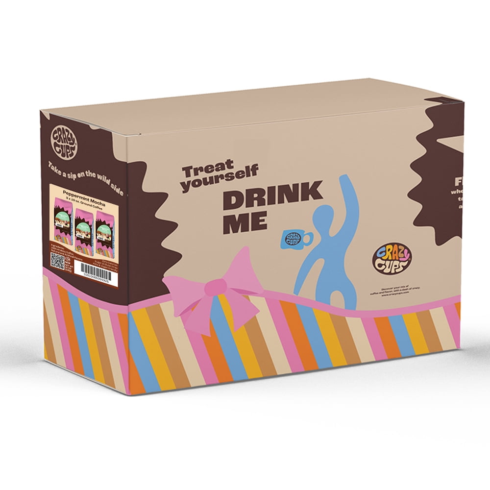 Crazy Cups Flavored Ground Peppermint Coffee, Peppermint Mocha Coffee in 10 oz Bag, For Brewing Flavored Hot or Iced Coffee, 3 Pack