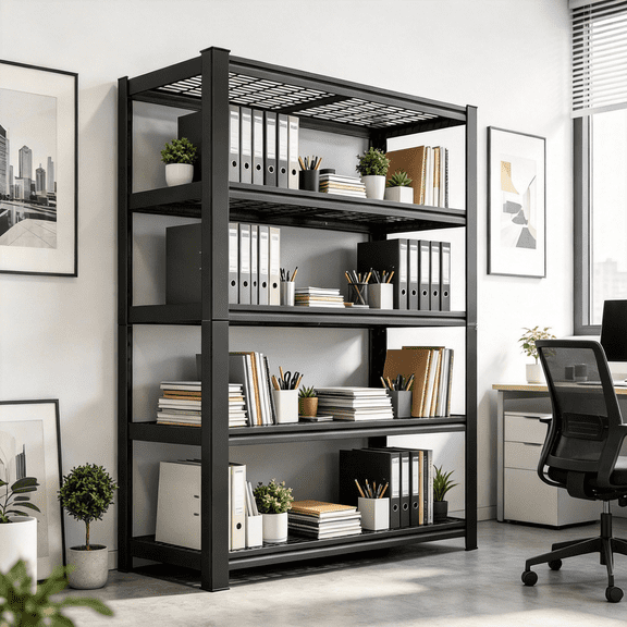 72"H Wire Garage Shelving,5-Tier Heavy-Duty Storage Shelves,Tool-Free Adjustable Metal Shelf Unit,Utility Organizer Rack for Basement,Pantry,Kitchen,Warehouse,24"D x 48"W,Black
