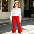 thumbnail image 2 of Linfrsh Girls Uniform School Pants Kids Flare Bell Bottoms (Red,14-15 Years), 2 of 9