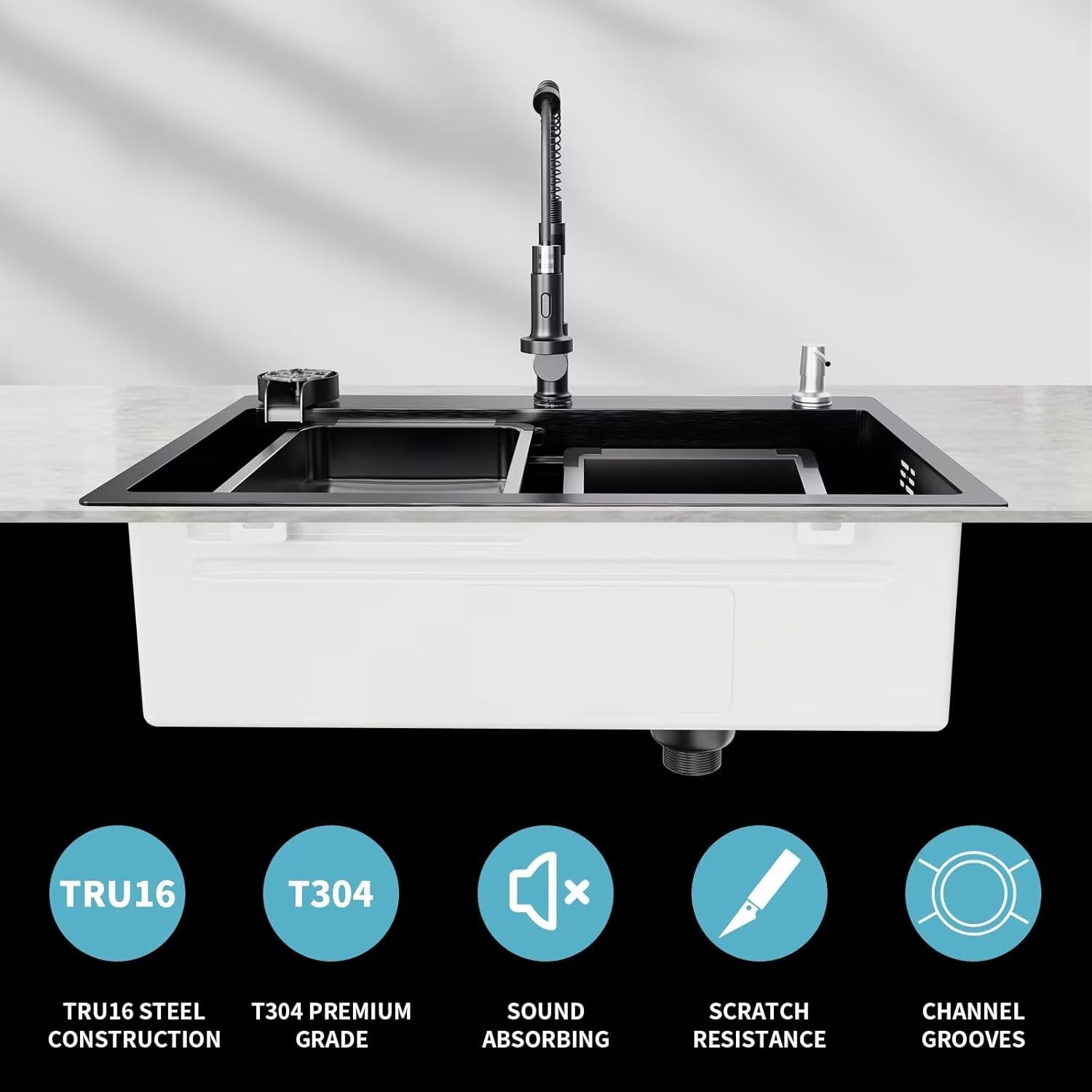 thumbnail image 2 of Piano Waterfall Sink: 30x18x9 Inch,Multifunctional Waterfall 2 of 12