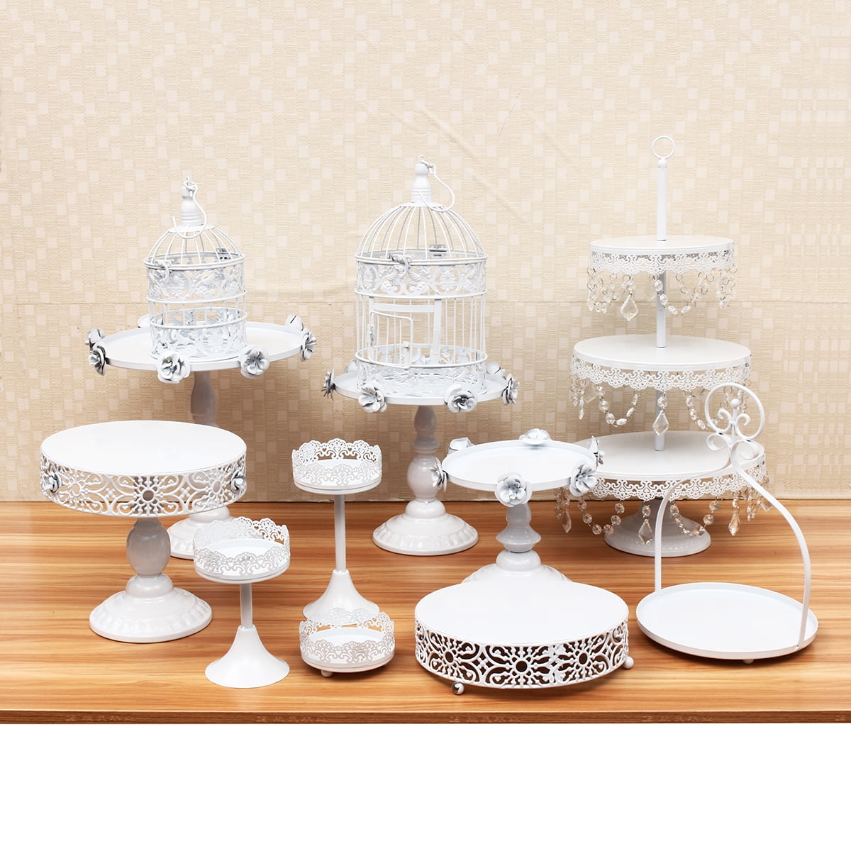 12Pcs Set Crystal Metal Cake Holder Cupcake Stand Wedding Birthday Party Display 