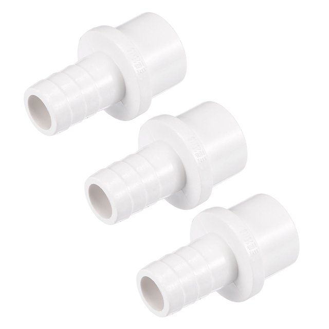 Unique Bargains 16mm Barb x 25mm Spigot Straight PVC Pipe Fitting Adapter White 3 Count