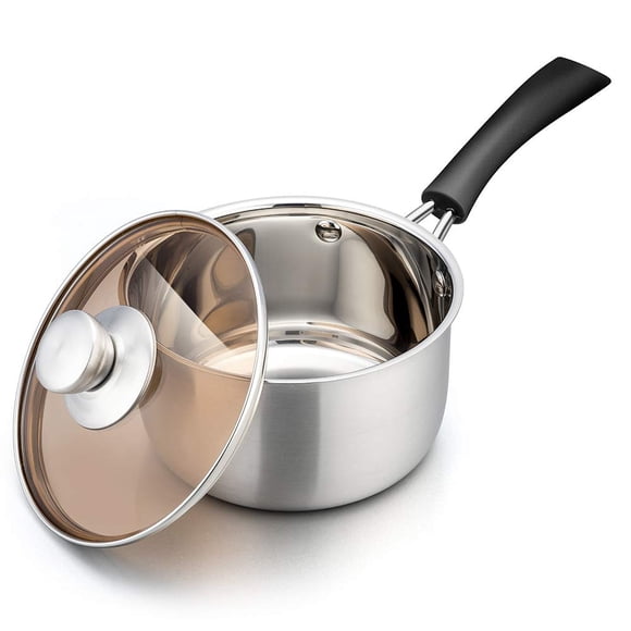 TeamFar Saucepan with Lid, 2 qt Sauce Cooking Pot Milk Pan Stainless Steel, Professional with Long