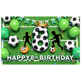 thumbnail image 2 of Green Balloon Soccer Banner Happy 8th Birthday Party Decoration Kids Celebration Backdrop for Soccer Party Children Event, 2 of 8