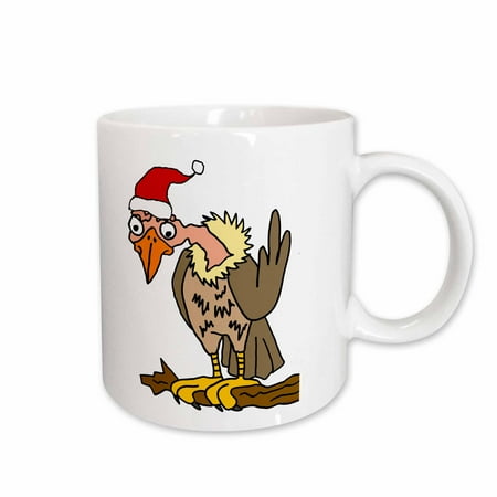 Silly Santa - 3dRose Silly Funny Buzzard or Vulture in Santa Hat Christmas Cartoon - Ceramic Mug, 11-ounce