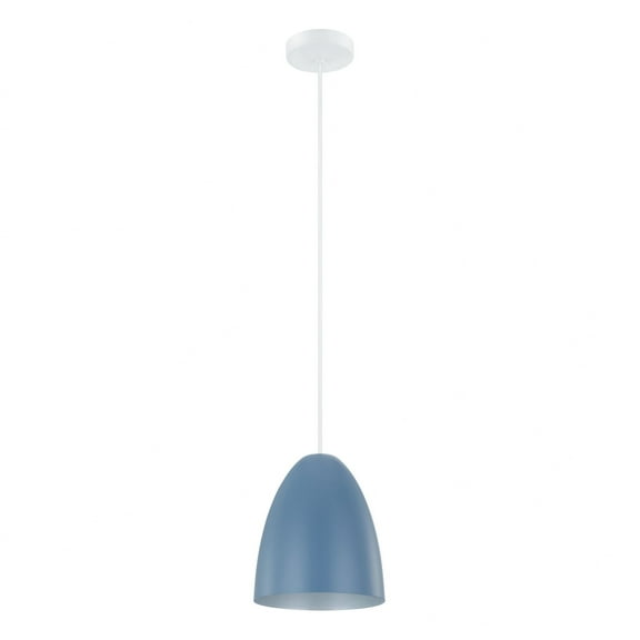204084A-Eglo Lighting-SarabiaP - 1 Light Pendant-8.66 Inch Tall and 7.48 Inch Wide-Matte White/Pastel Dark Blue/Silver Finish