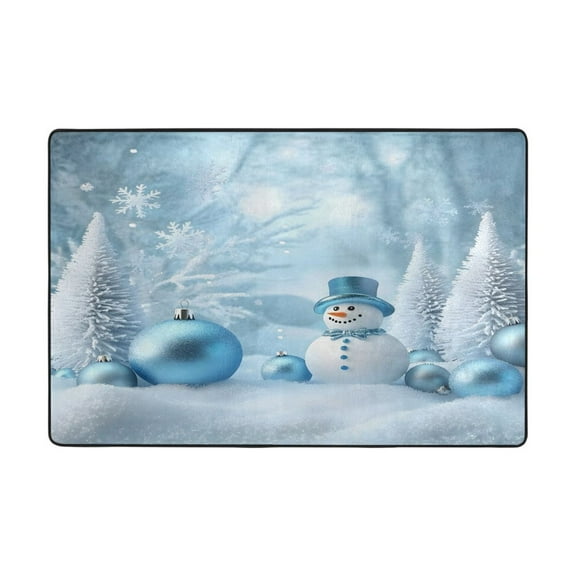 Ryvnso Snowman in Winter Christmas Area Floor Mats Large Nursery Rugs Non-Slip Carpets Doormat 36" x 24"