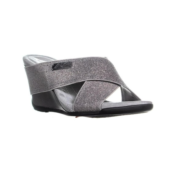Womens Anne Klein Lorri Wedge Slip On Sandals, Pewter