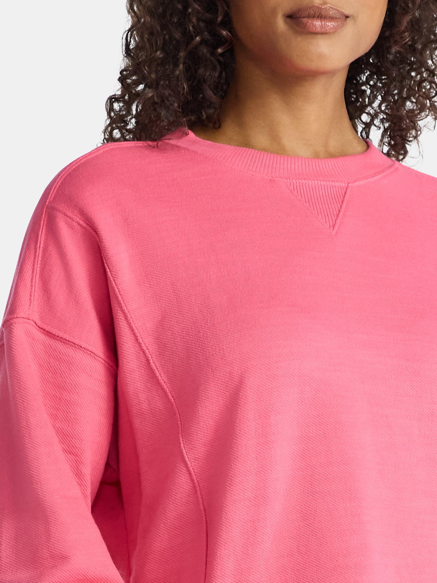 Time and Tru Women’s Ribbed Panel Sweatshirt with Long Sleeves, Sizes XS-XXXL