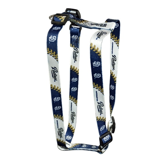 San Diego Baseball Padres Small 5/8 Inch Wide Adjustable Dog Harness 12" - 18"