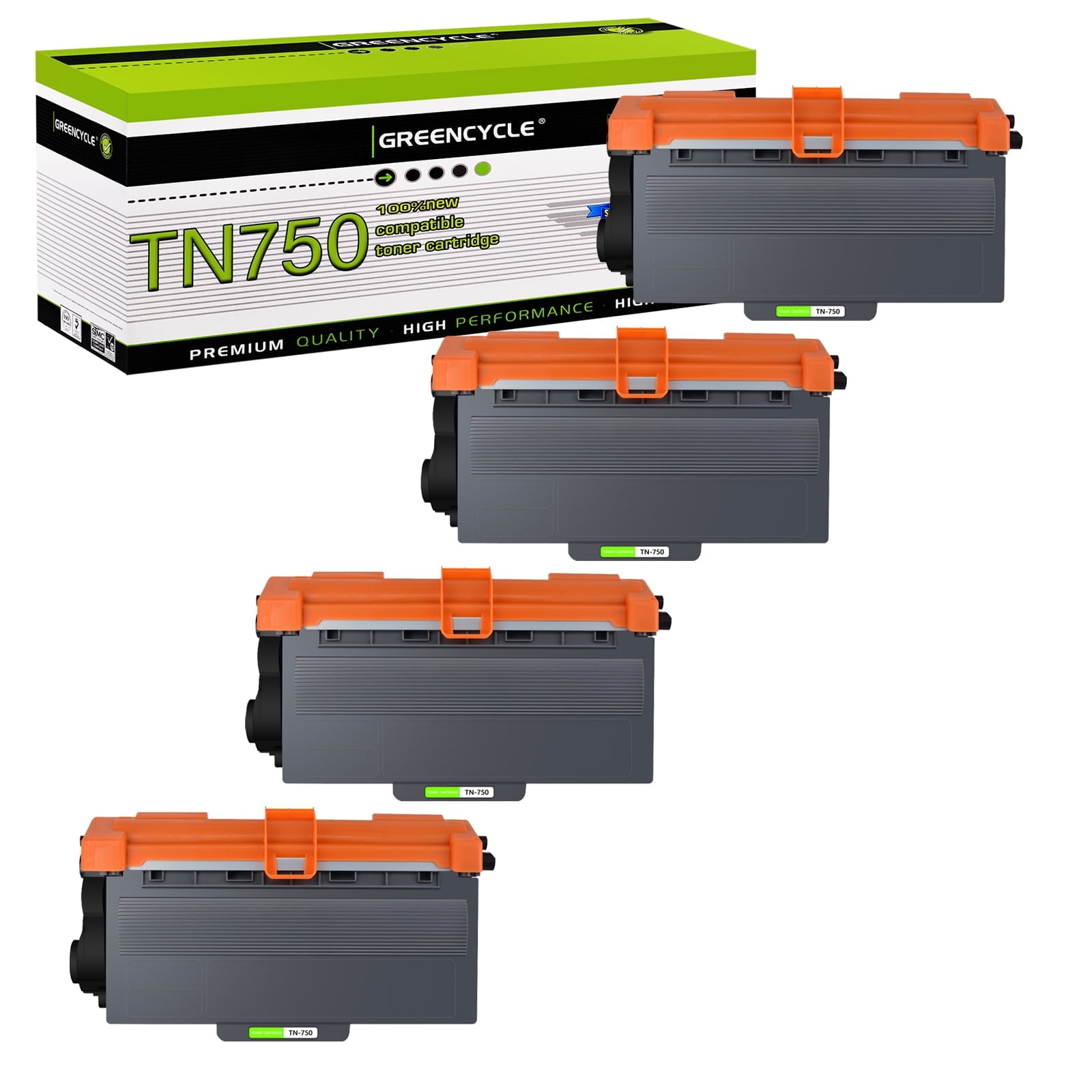 greencycle TN750 High Yield Toner Cartridge Compatible for Brother TN750 TN720 TN-750 Work with Brother HL-5450DN HL-5470DW HL-6180DW DCP-8110DN MFC-8510DN MFC-8950DW Printer (4 Pack, Black)