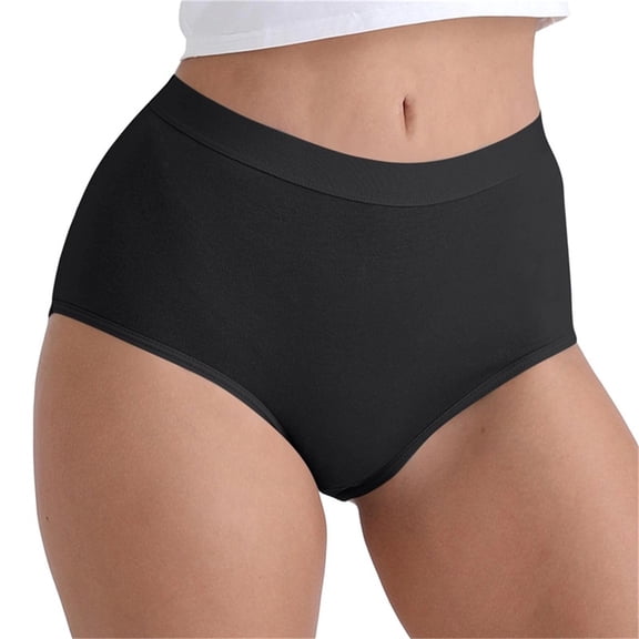 SYMOID Womens Mid-Rise Cotton Spandex Brief Underwear, Breathable Stretchy Pull-On Panties, 1 Count, Black,Size L