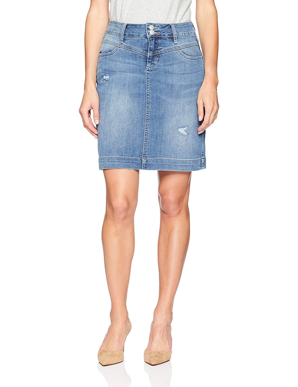 JAG Womens Petite Distressed Straight Denim Skirt - Walmart.com