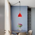 thumbnail image 6 of FSLiving Swag Handing Pulley Design Pendant Lamp with 15ft Plug-in UL Cord Remote Control Dimmable & Color Changing Chandelier Macaron Red Al Shape with Wheel for Sloped Vaulted Ceiling - 1 Light, 6 of 7