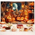 thumbnail image 4 of 7 x 5 ft Halloween Backdrop Pumpkin Haunted House Witches Cottage Photography Background Vintage Room Autumn Halloween Themed Party Decorations Photo Booth Banner, 4 of 5
